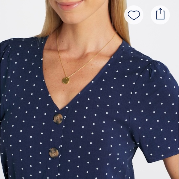 Market & Spruce NWT Petite Navy Button Front Dress - Picture 3 of 10